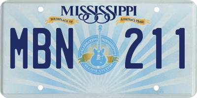 MS license plate MBN211
