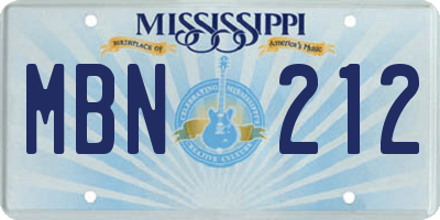 MS license plate MBN212