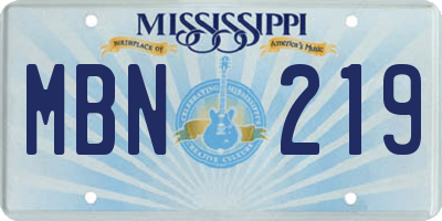 MS license plate MBN219