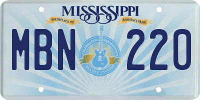 MS license plate MBN220