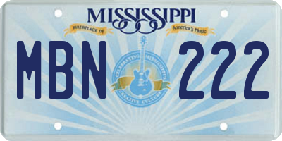 MS license plate MBN222
