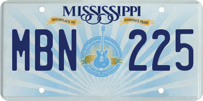 MS license plate MBN225