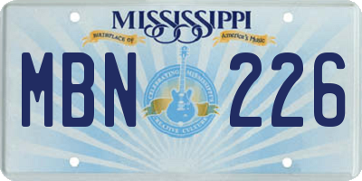 MS license plate MBN226