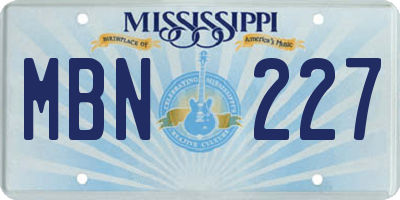 MS license plate MBN227