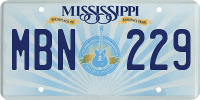 MS license plate MBN229