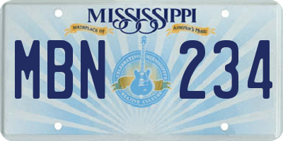 MS license plate MBN234