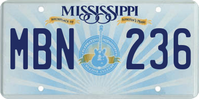 MS license plate MBN236