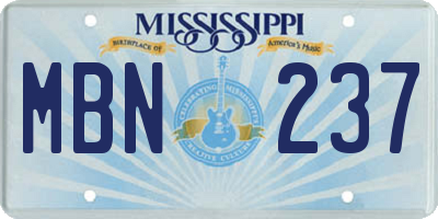 MS license plate MBN237