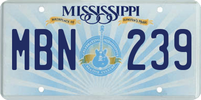 MS license plate MBN239