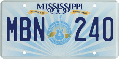 MS license plate MBN240