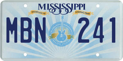 MS license plate MBN241