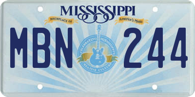 MS license plate MBN244
