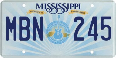 MS license plate MBN245