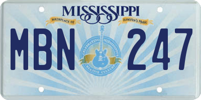 MS license plate MBN247
