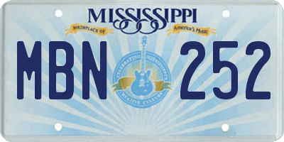 MS license plate MBN252