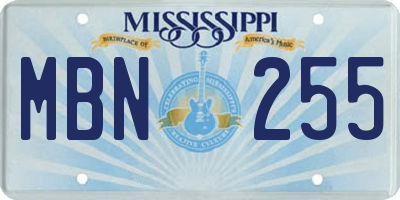 MS license plate MBN255