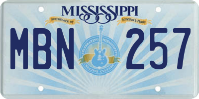 MS license plate MBN257