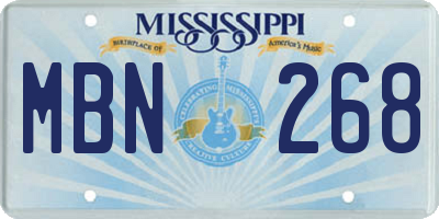 MS license plate MBN268