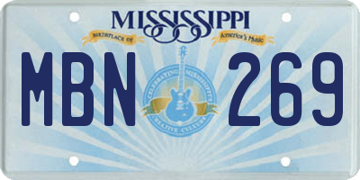 MS license plate MBN269