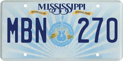 MS license plate MBN270