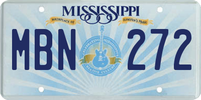 MS license plate MBN272