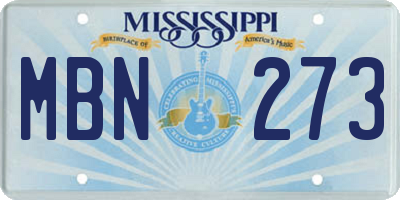 MS license plate MBN273