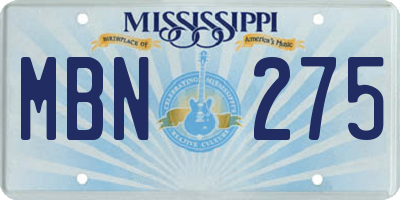 MS license plate MBN275