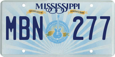 MS license plate MBN277