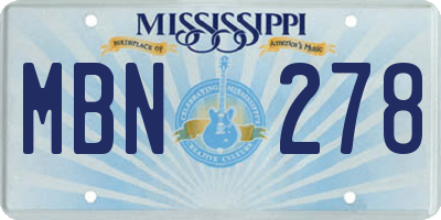 MS license plate MBN278