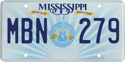 MS license plate MBN279