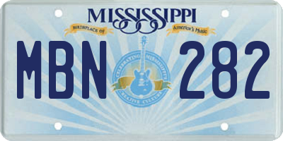 MS license plate MBN282