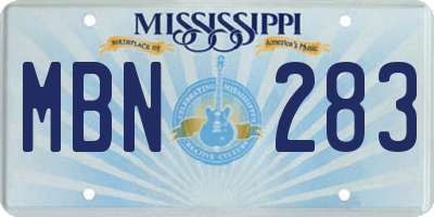 MS license plate MBN283