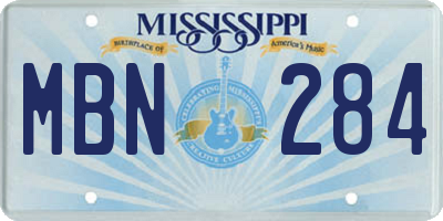 MS license plate MBN284