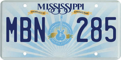 MS license plate MBN285