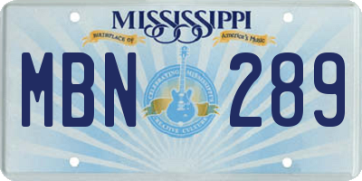 MS license plate MBN289