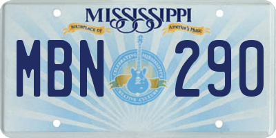 MS license plate MBN290