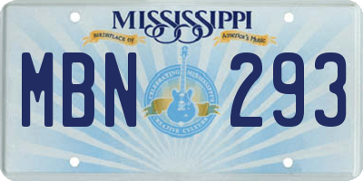 MS license plate MBN293