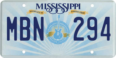 MS license plate MBN294