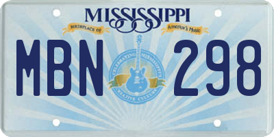 MS license plate MBN298