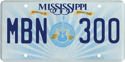 MS license plate MBN300