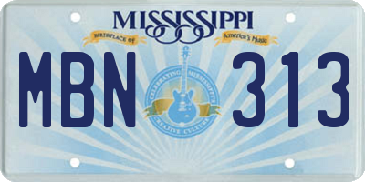 MS license plate MBN313