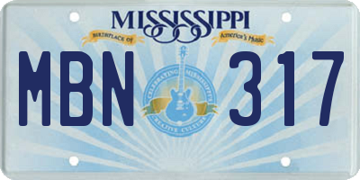 MS license plate MBN317