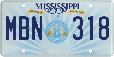 MS license plate MBN318