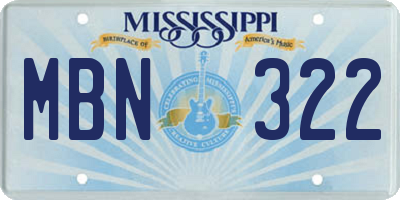 MS license plate MBN322