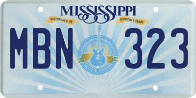 MS license plate MBN323