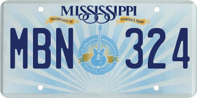 MS license plate MBN324