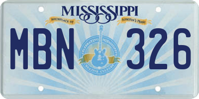 MS license plate MBN326