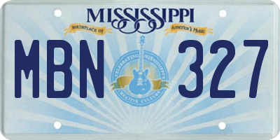 MS license plate MBN327