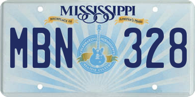 MS license plate MBN328