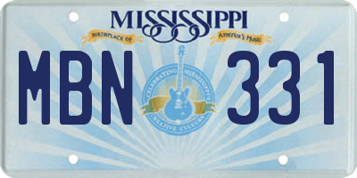 MS license plate MBN331